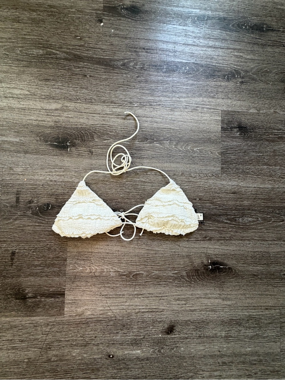 Hey Babe Cream Lace Triangle Bikini Top - M